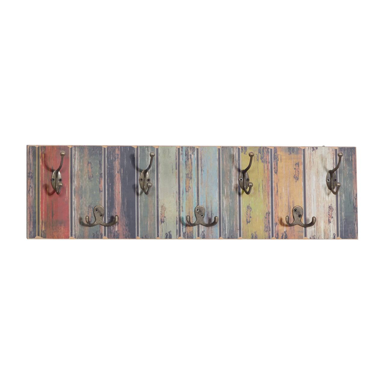 Multi Colored Wood Rustic Wall Hook, 8" x 28" x 3"